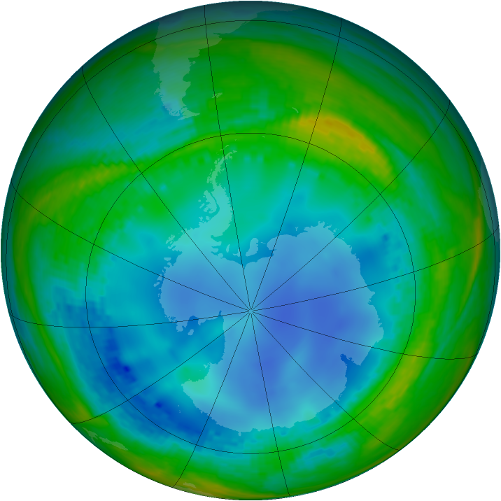 Antarctic ozone map for 25 July 2003